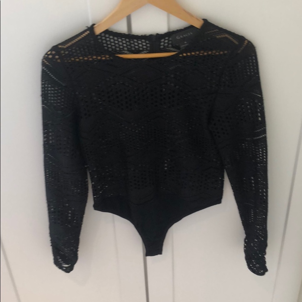 Open knit body suit